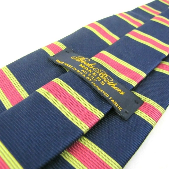 BROOKS BROTHERS Tie Green Pink Horizontal Stripe - Picture 6 of 8
